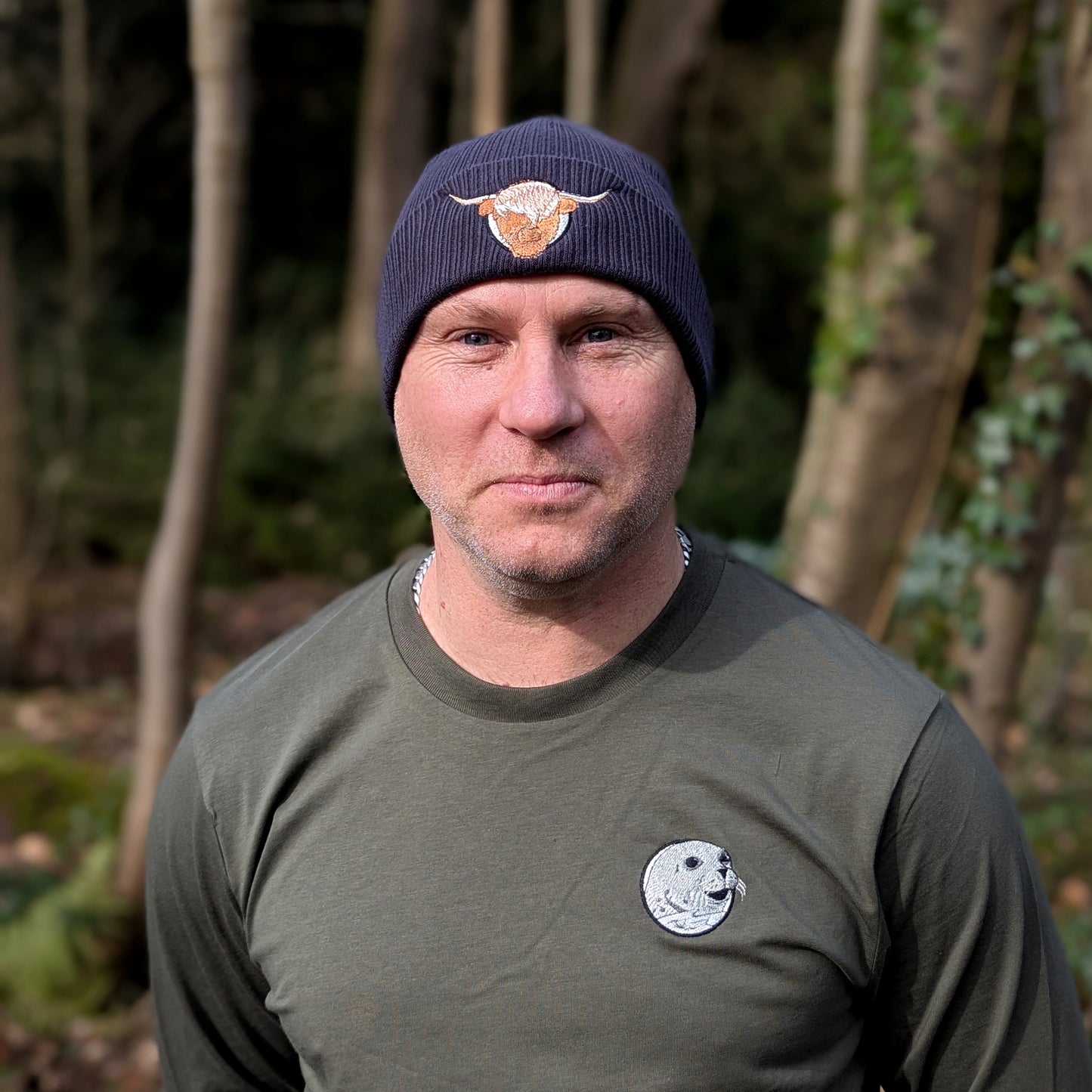 Highland Cow Embroidered Beanie