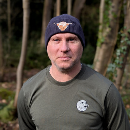 Highland Cow Embroidered Beanie