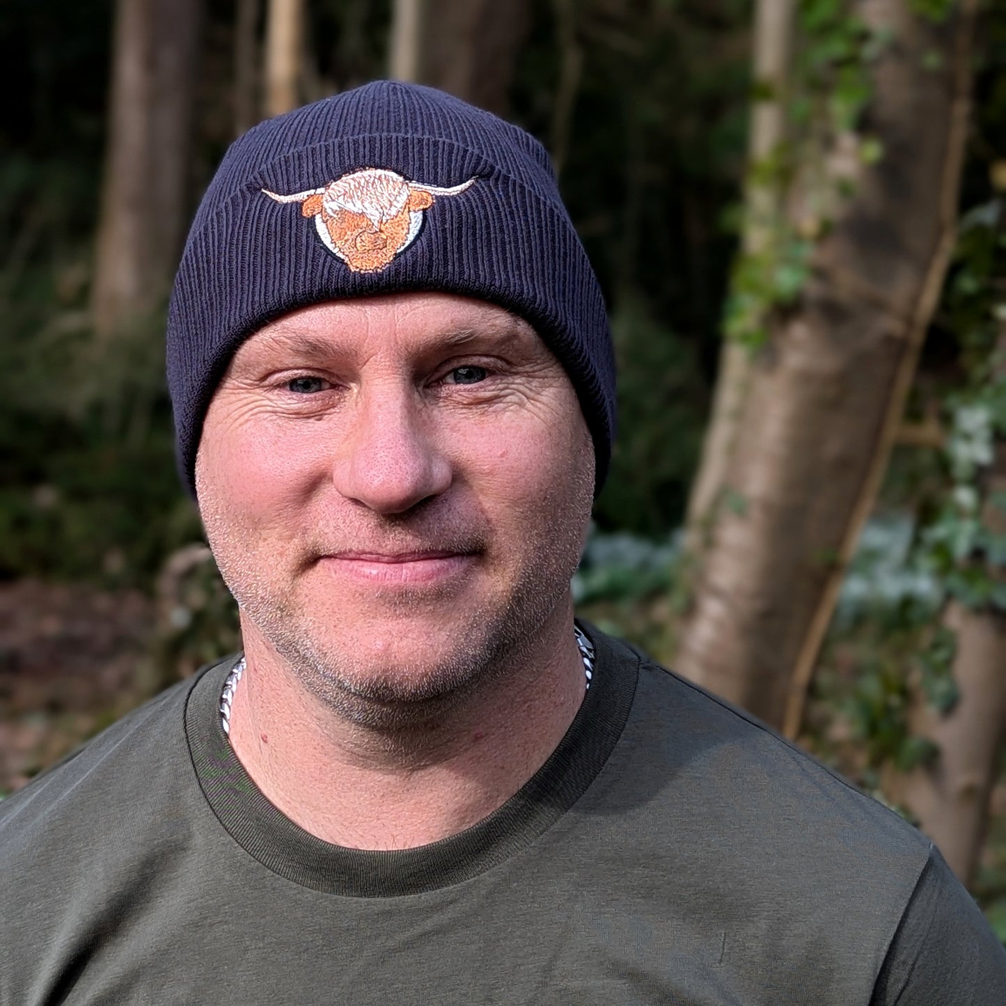 Highland Cow Embroidered Beanie