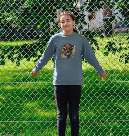 Bison with Wildflowers & Butterflies Kids Jumper