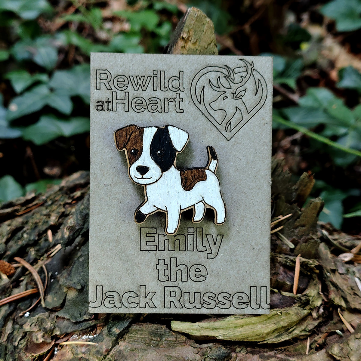 Jack Russell Wooden Pin Badge