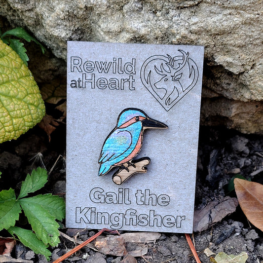 Kingfisher Wooden Pin Badge