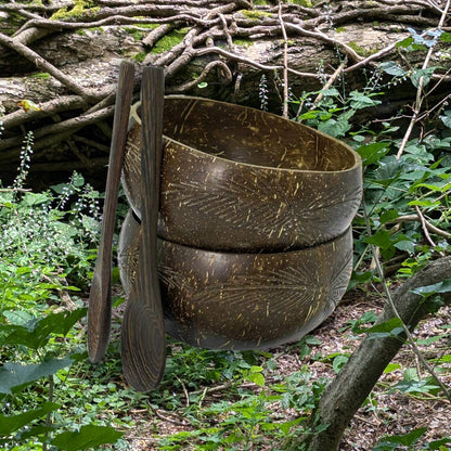 Double Coconut Bowl and Spoon Set