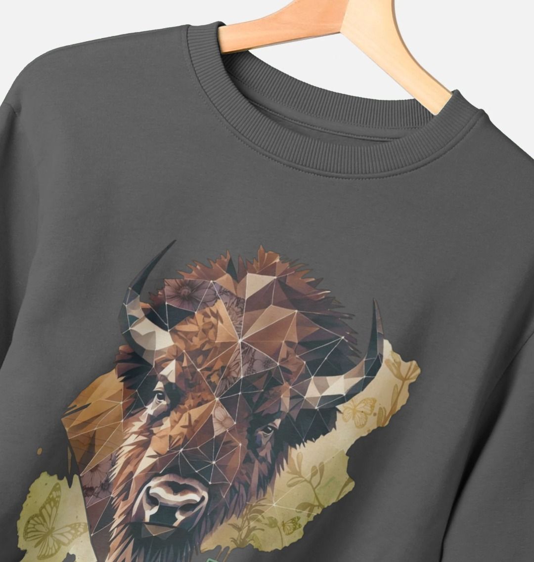 Bison with Wildflowers & Butterflies Men's Sweater