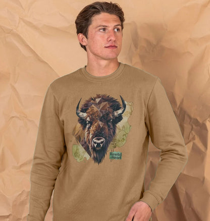 Bison with Wildflowers & Butterflies Men's Sweater