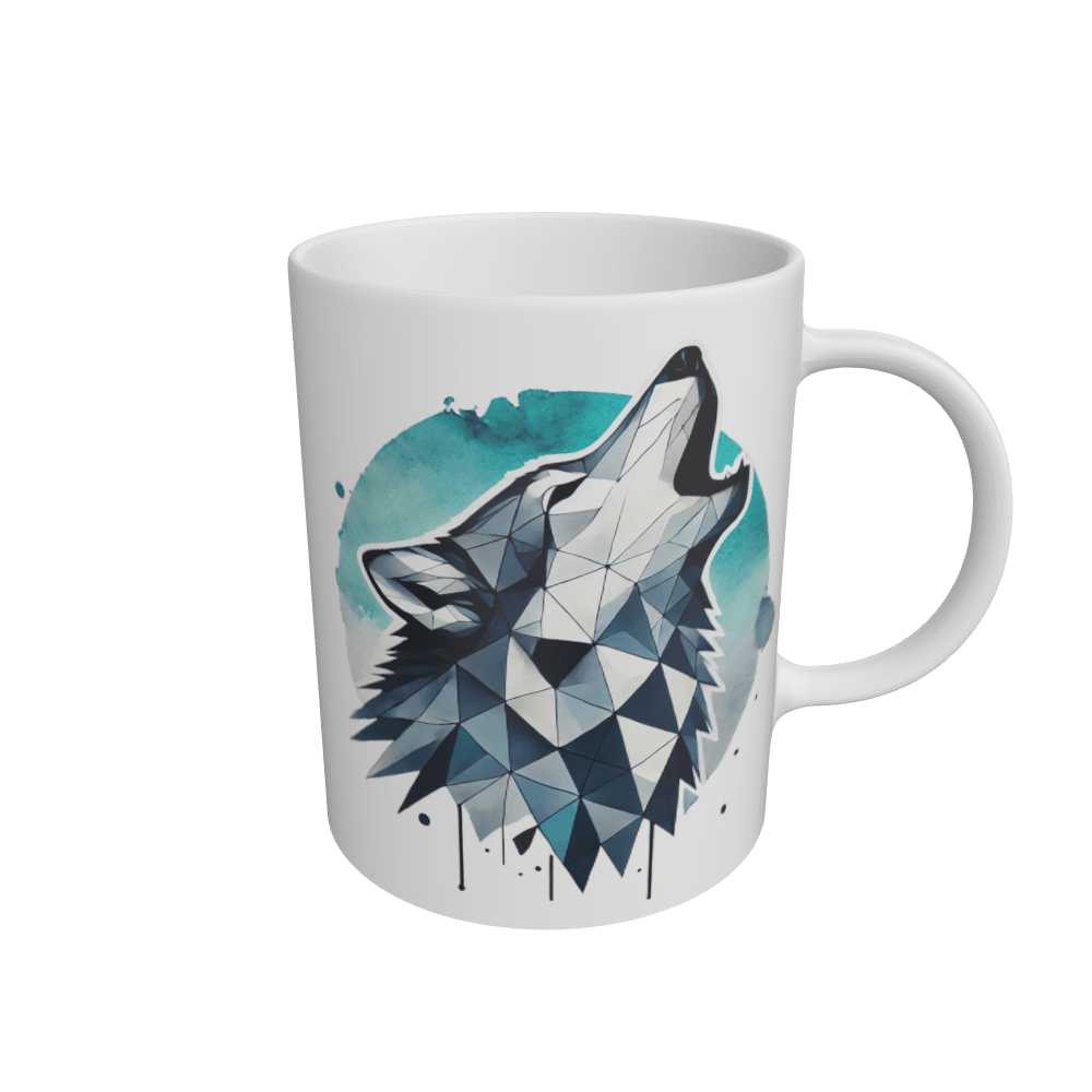 White Primal Wolf Howl Mug