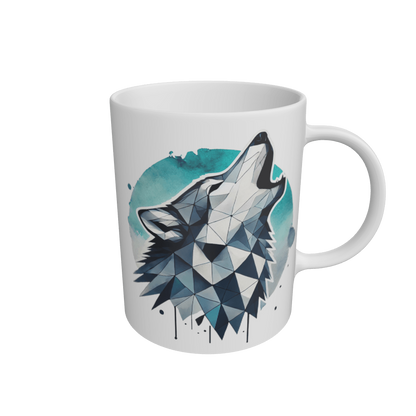 White Primal Wolf Howl Mug