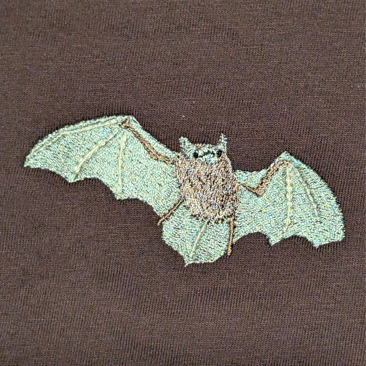 Closeup photo of the Pipistrelle Bat embroidery design