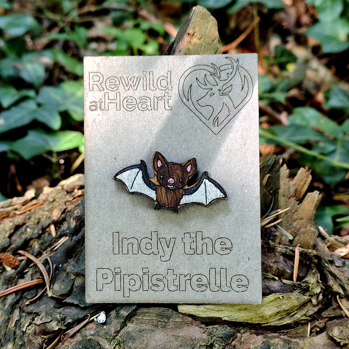 Pipistrelle Bat Wooden Pin Badge