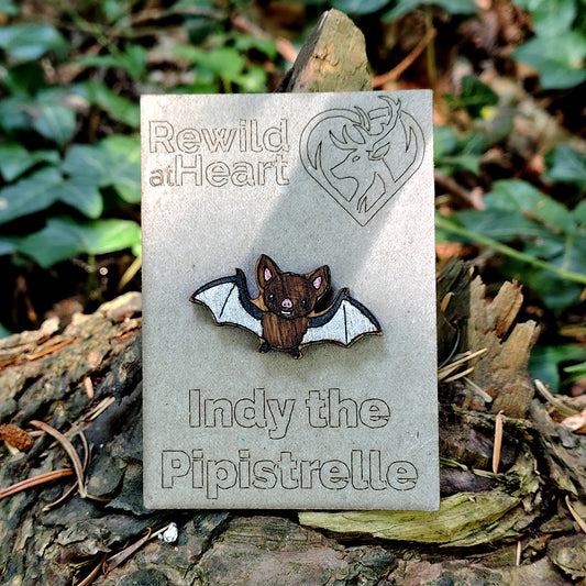 Pipistrelle Bat Wooden Pin Badge