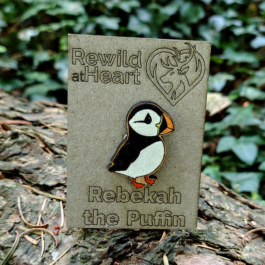 Puffin Wooden Pin Badge