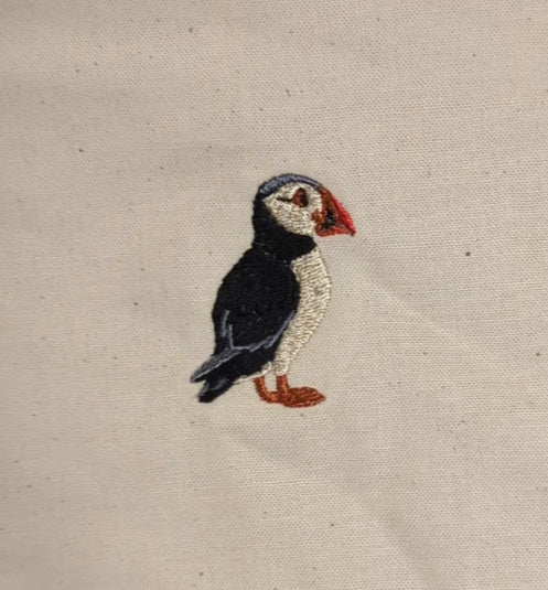 Puffin Embroidered Tote Bag