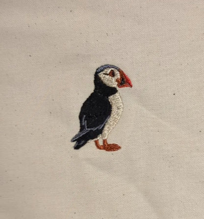 Puffin Embroidered Tote Bag
