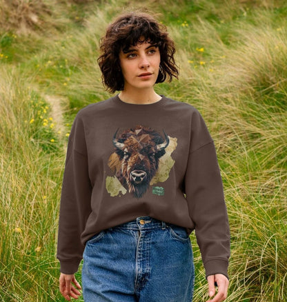 Bison, Wildflowers & Butterflies Women's Oversized Jumper