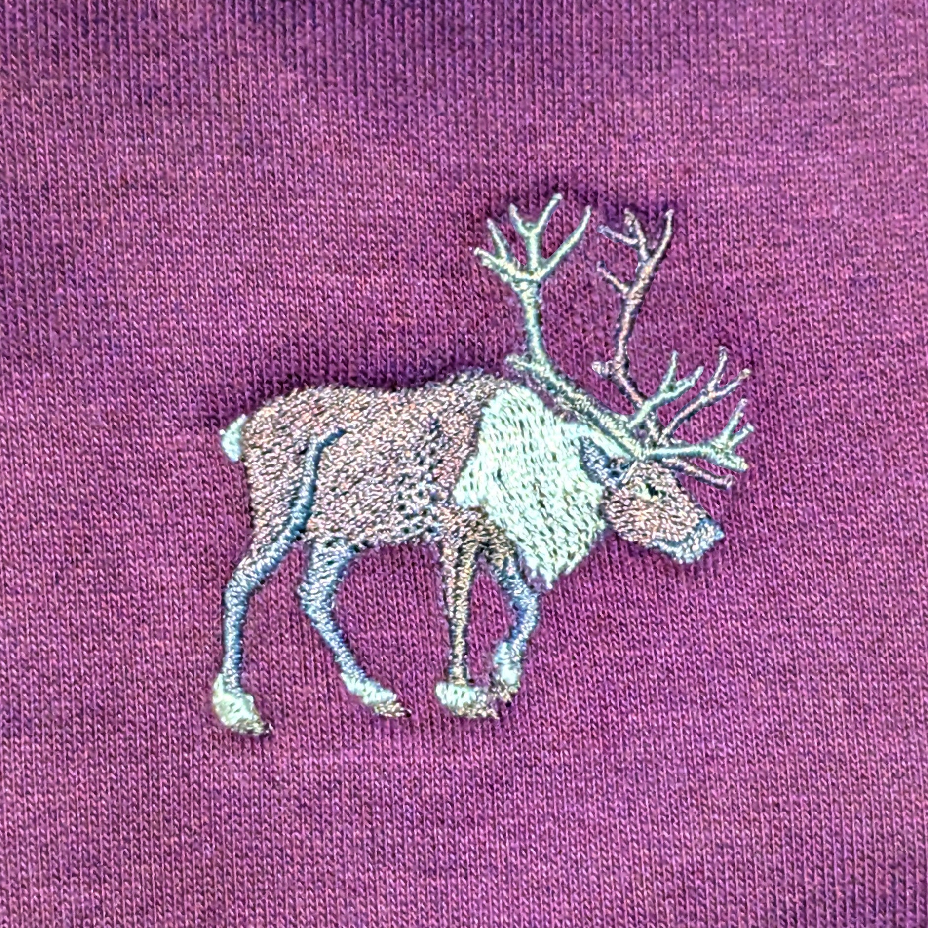 Closeup photo of the Reindeer embroidery design
