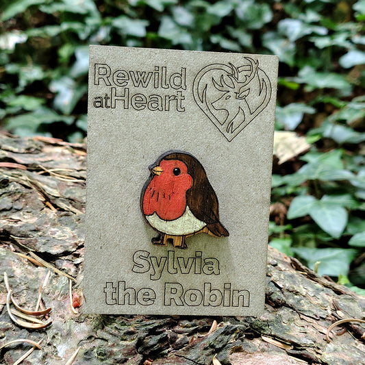 Robin Wooden Pin Badge