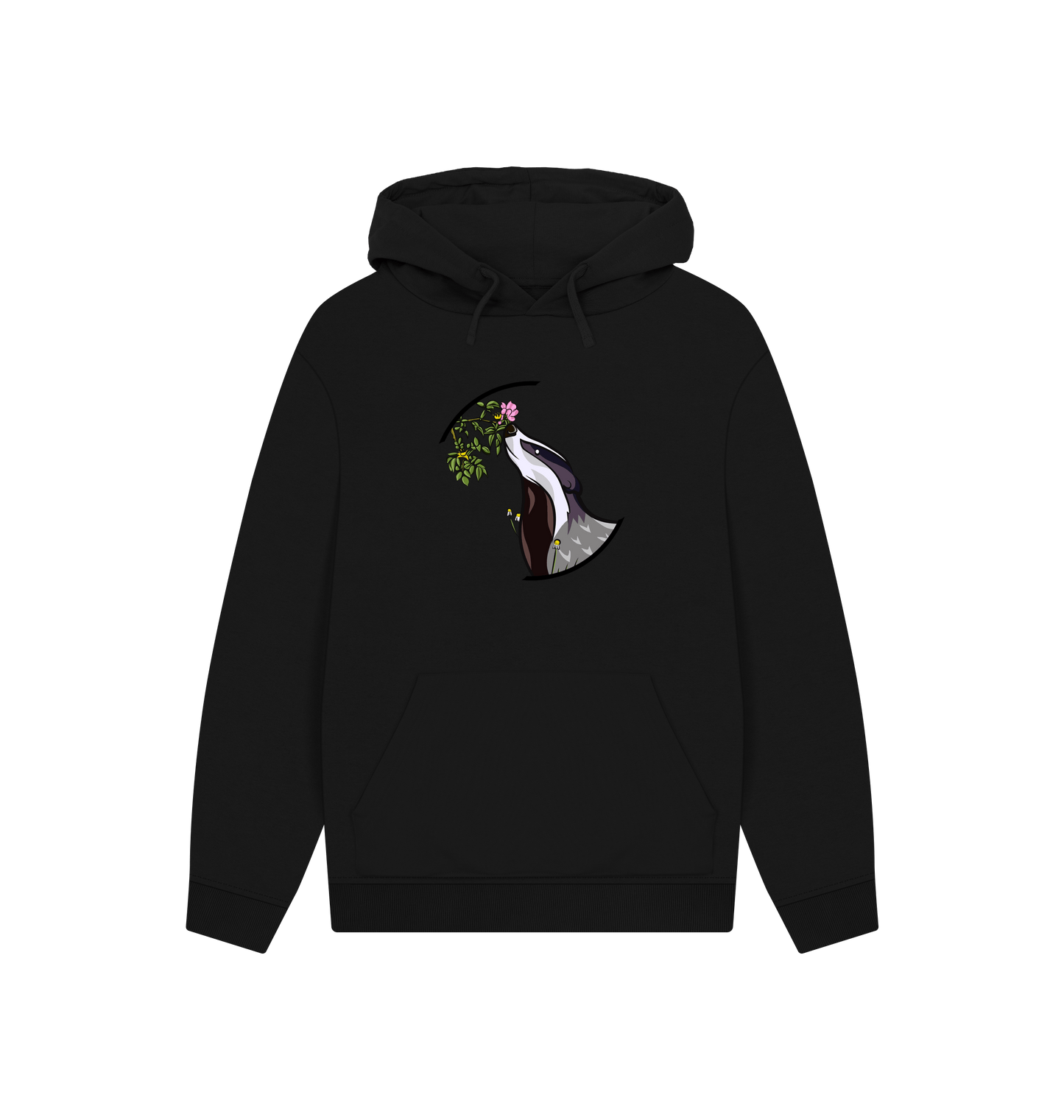 Black Printed Hoody Front
