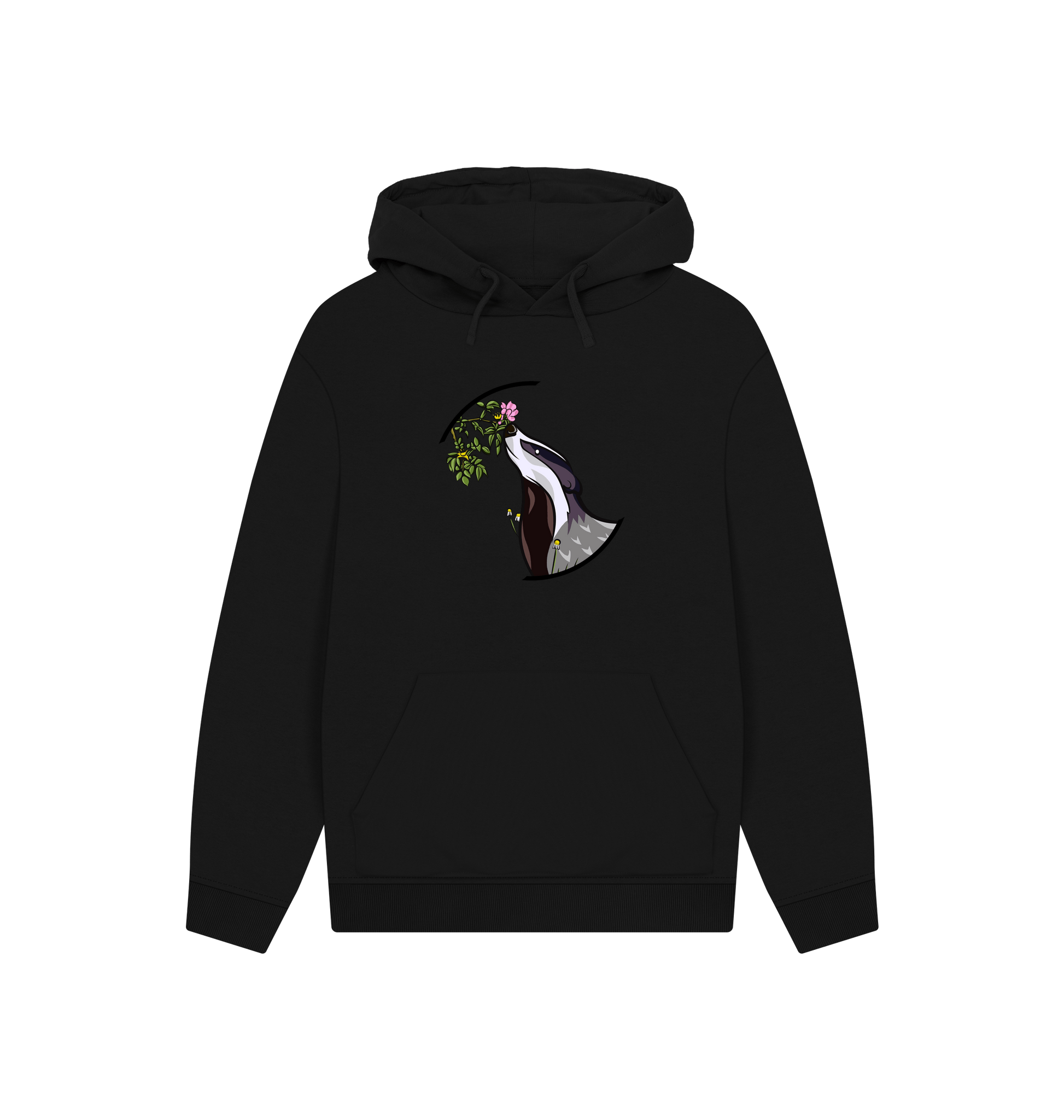 Black Printed Hoody Front