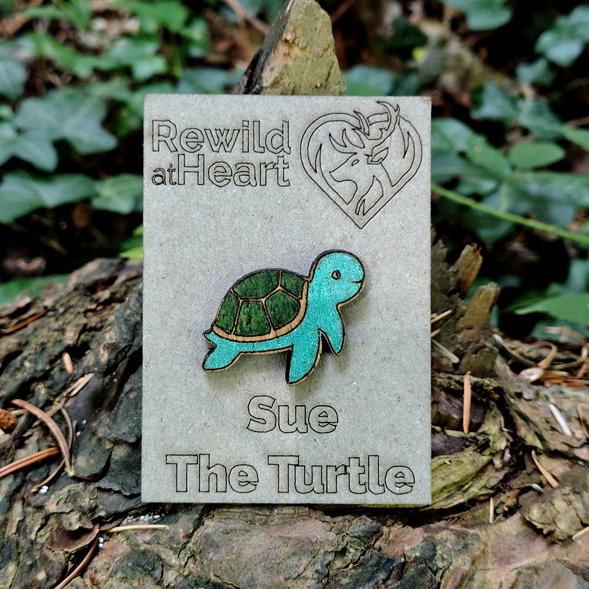 Sea Turtle Wooden Pin Badge