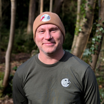 White Stork Portrait Embroidered Beanie