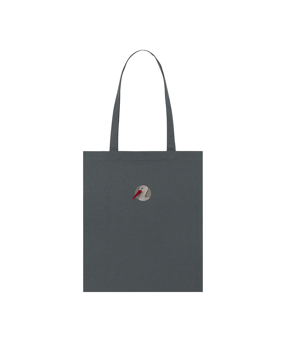 White Stork Portrait Embroidered Tote Bag