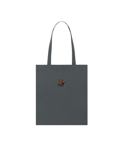 Brown Bear Embroidered Tote Bag
