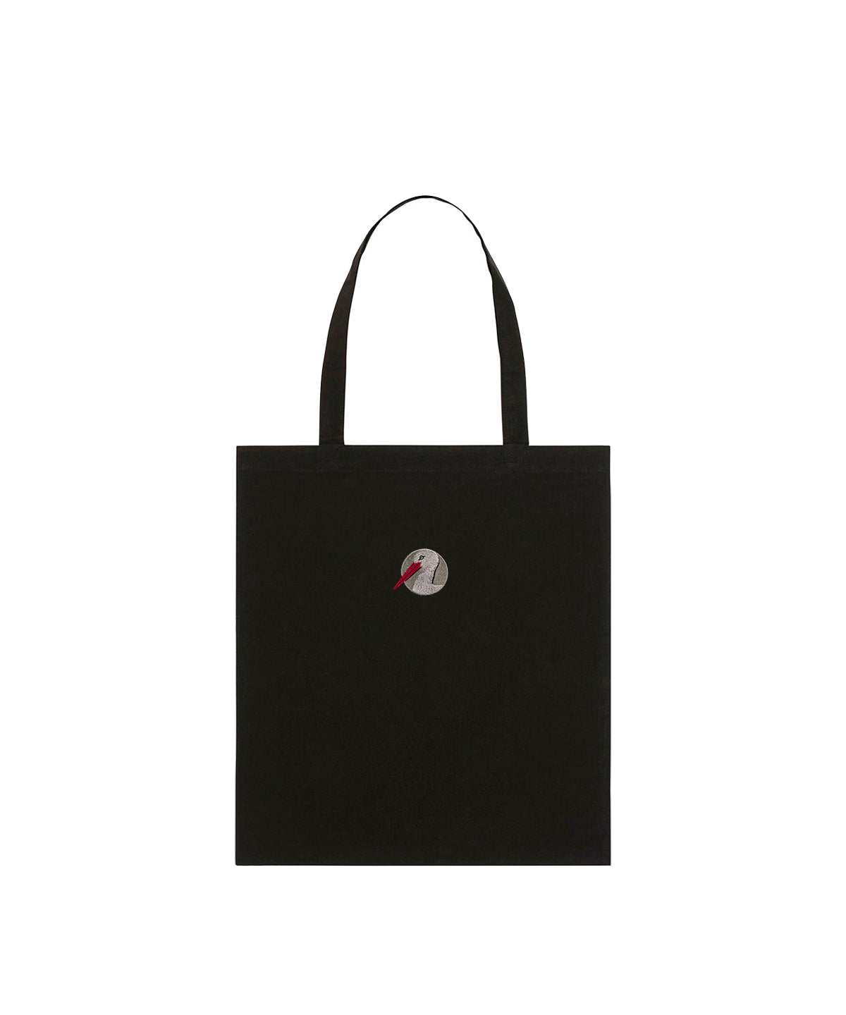 White Stork Portrait Embroidered Tote Bag
