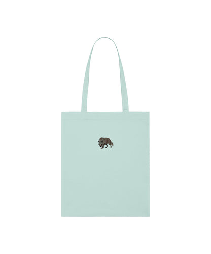 Grey Wolf Embroidered Tote Bag