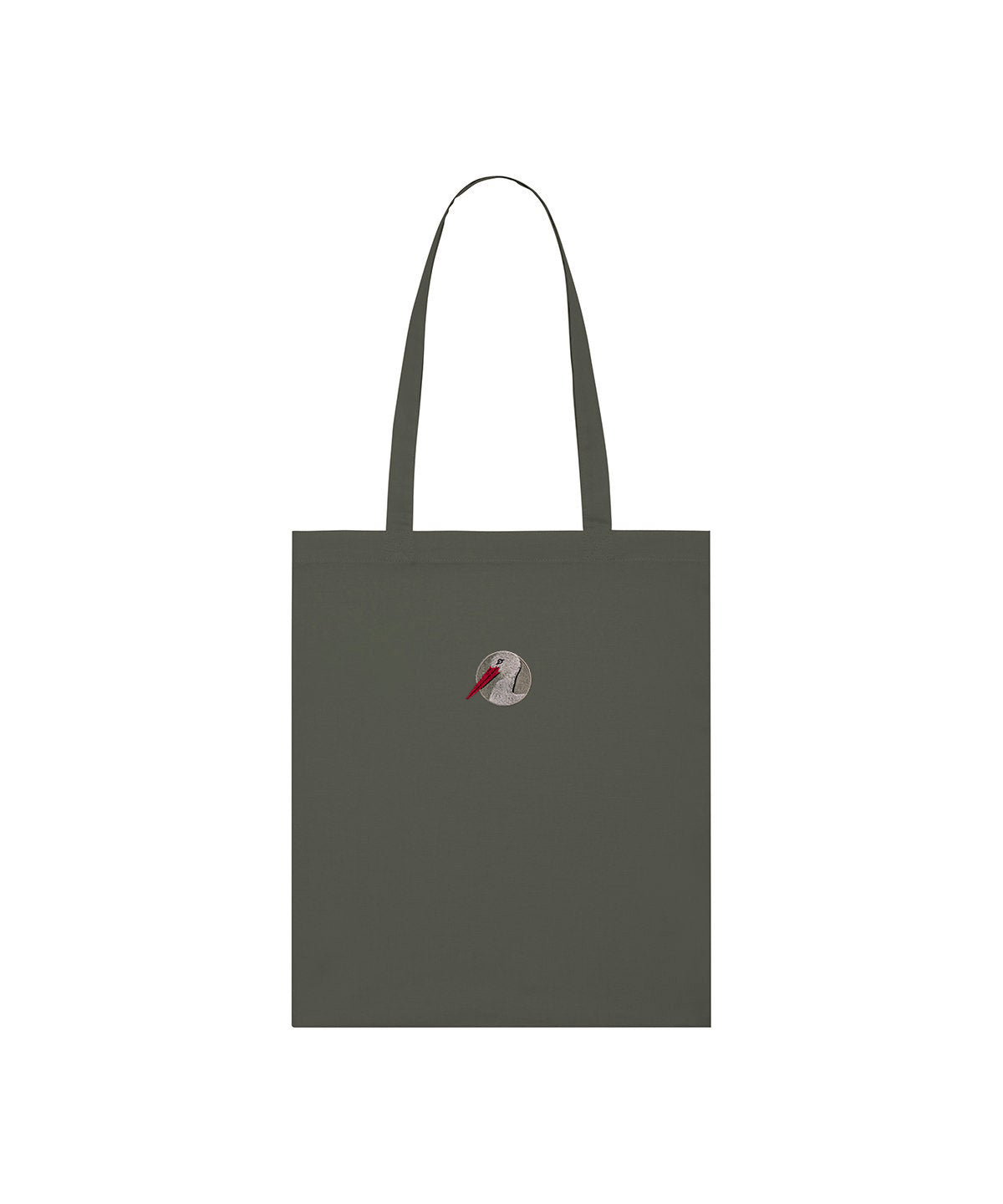 White Stork Portrait Embroidered Tote Bag