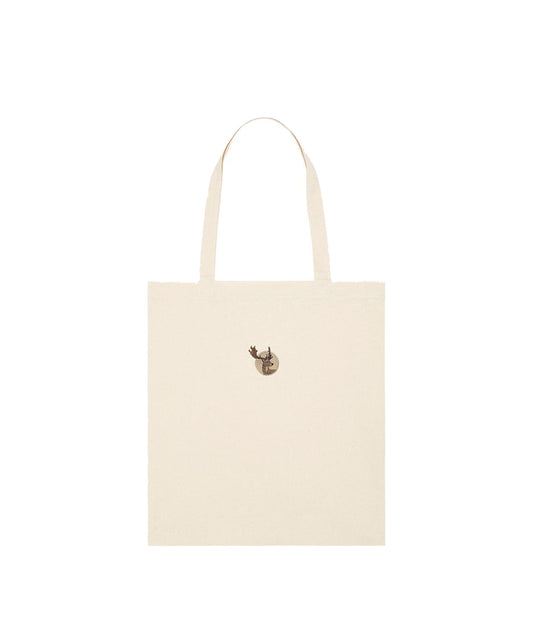 Fallow Deer Portrait Embroidered Tote Bag