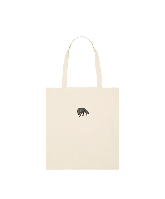 Grey Wolf Embroidered Tote Bag