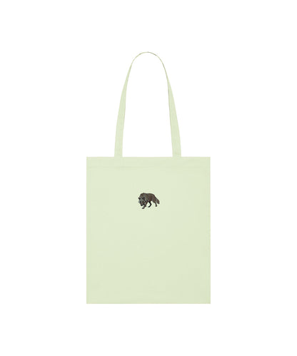 Grey Wolf Embroidered Tote Bag