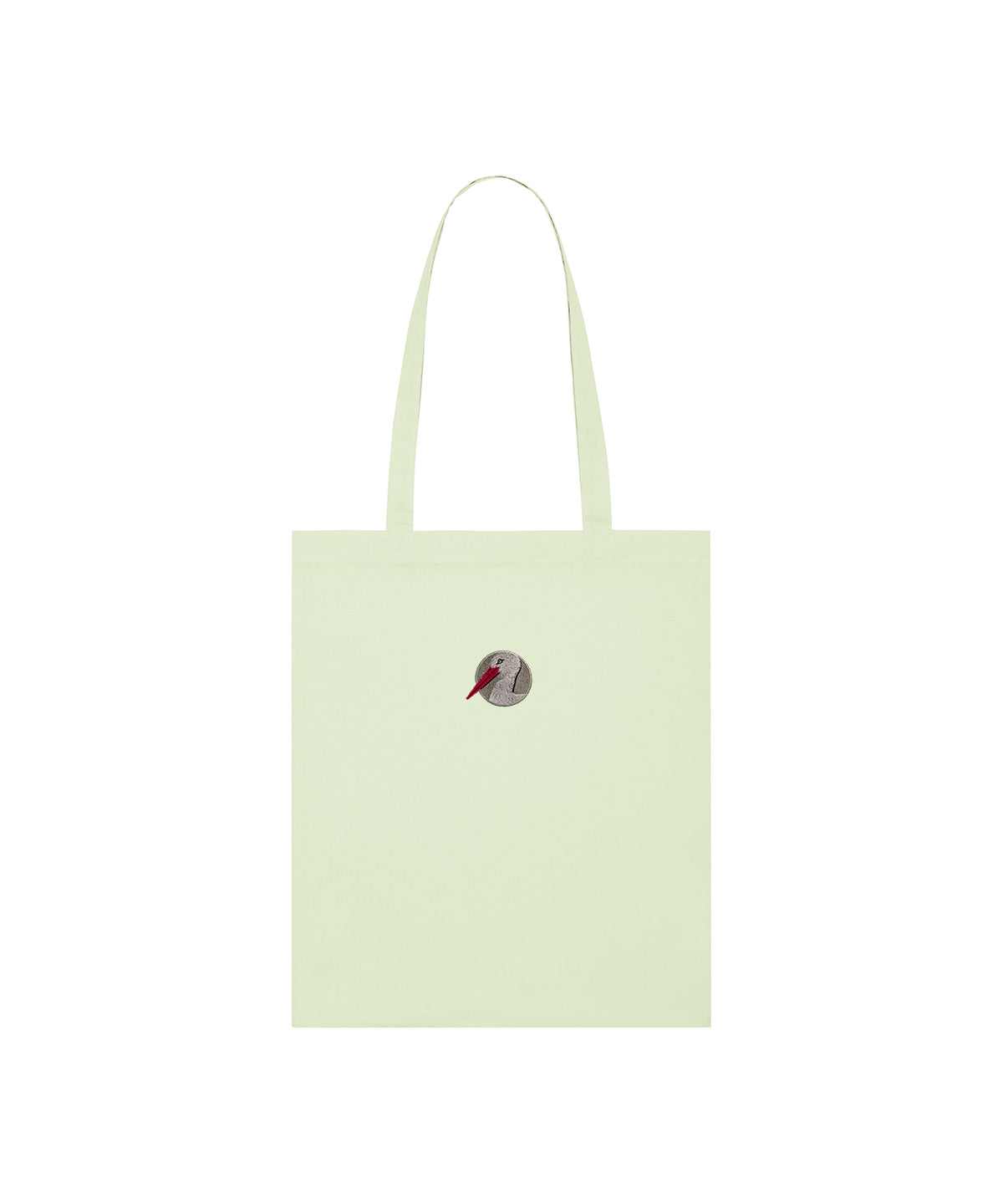 White Stork Portrait Embroidered Tote Bag