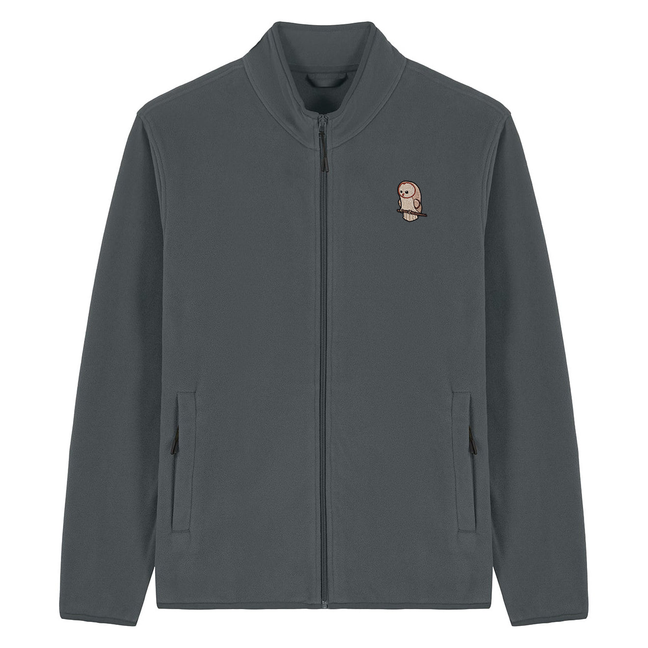 Barn Owl Cute Embroidered Men's Fleece Jacket