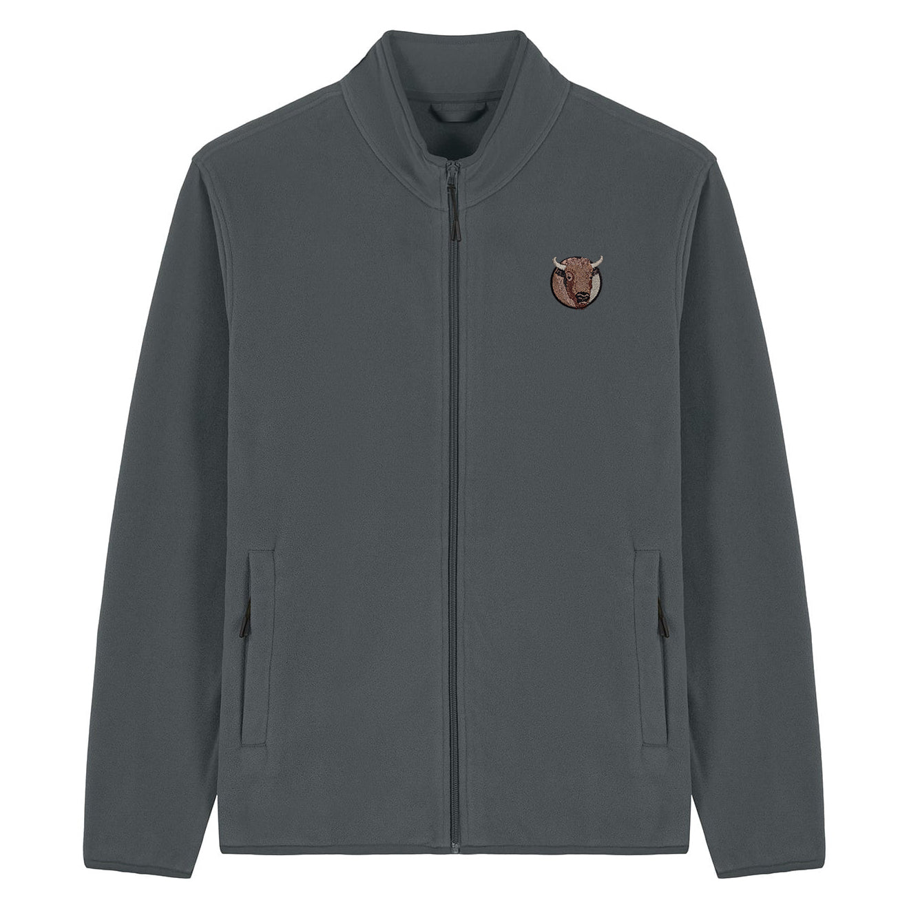 Bison Portrait Embroidered Men's Fleece Jacket