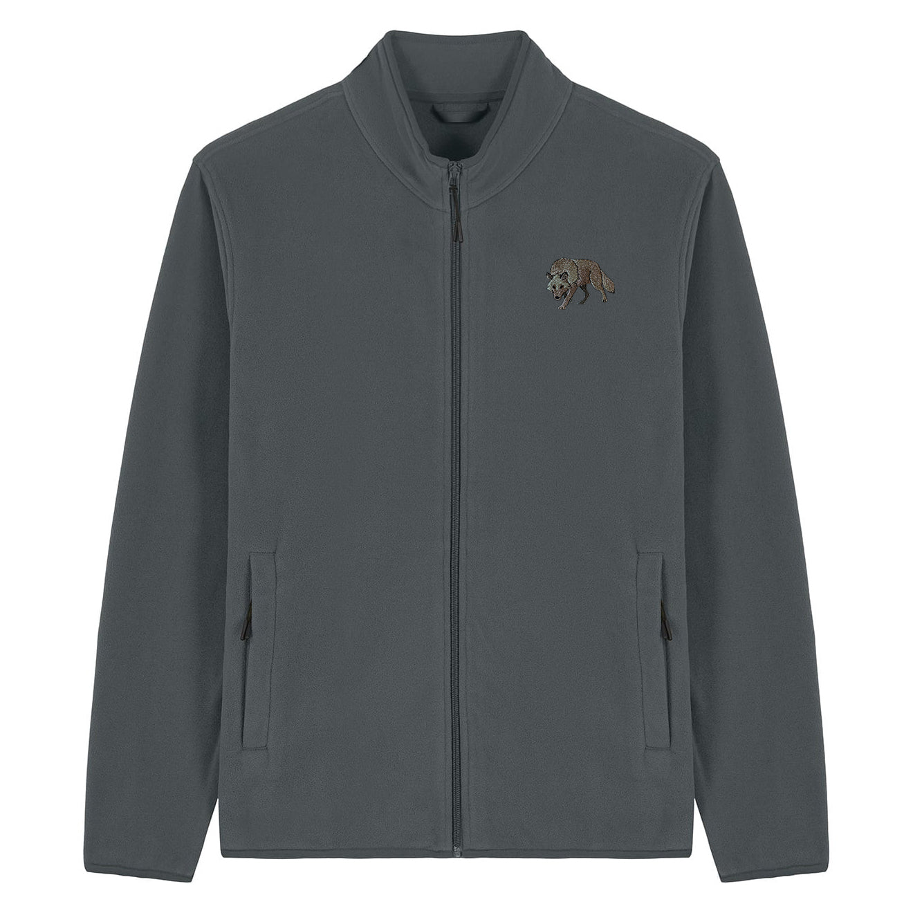 Grey Wolf Embroidered Men's Fleece Jacket