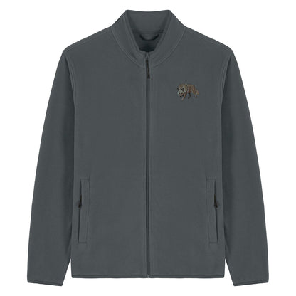 Grey Wolf Embroidered Men's Fleece Jacket