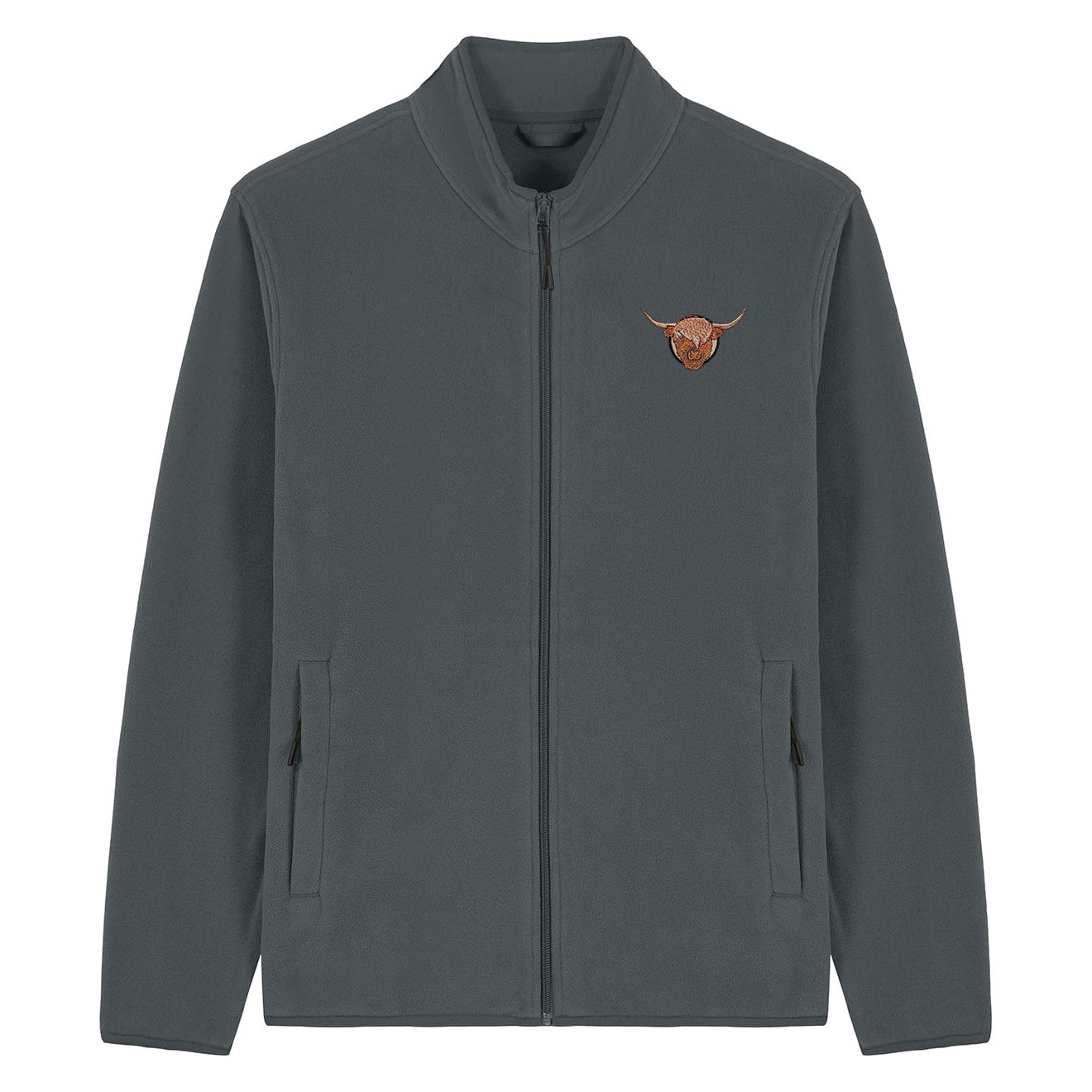 Highland Cow Embroidered Men's Fleece Jacket