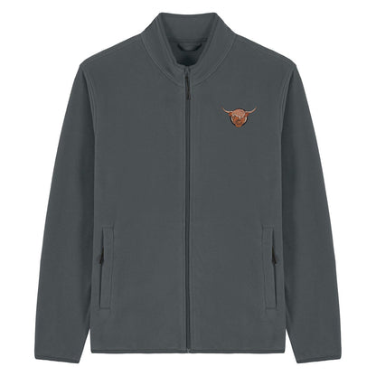 Highland Cow Embroidered Men's Fleece Jacket