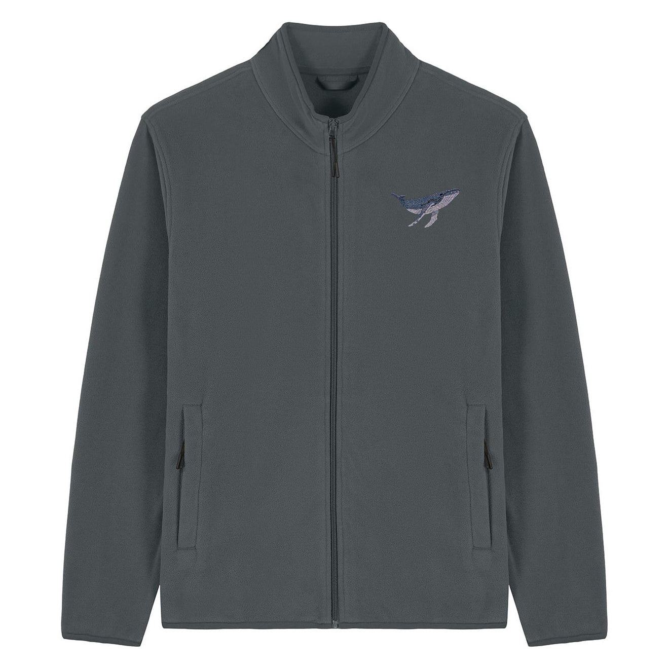 Humpback Whale Embroidered Men's Fleece Jacket