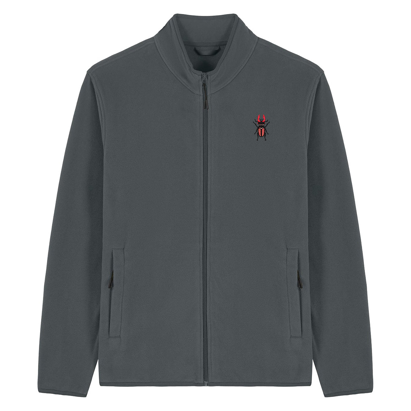 Stag Beetle Embroidered Men's Fleece Jacket