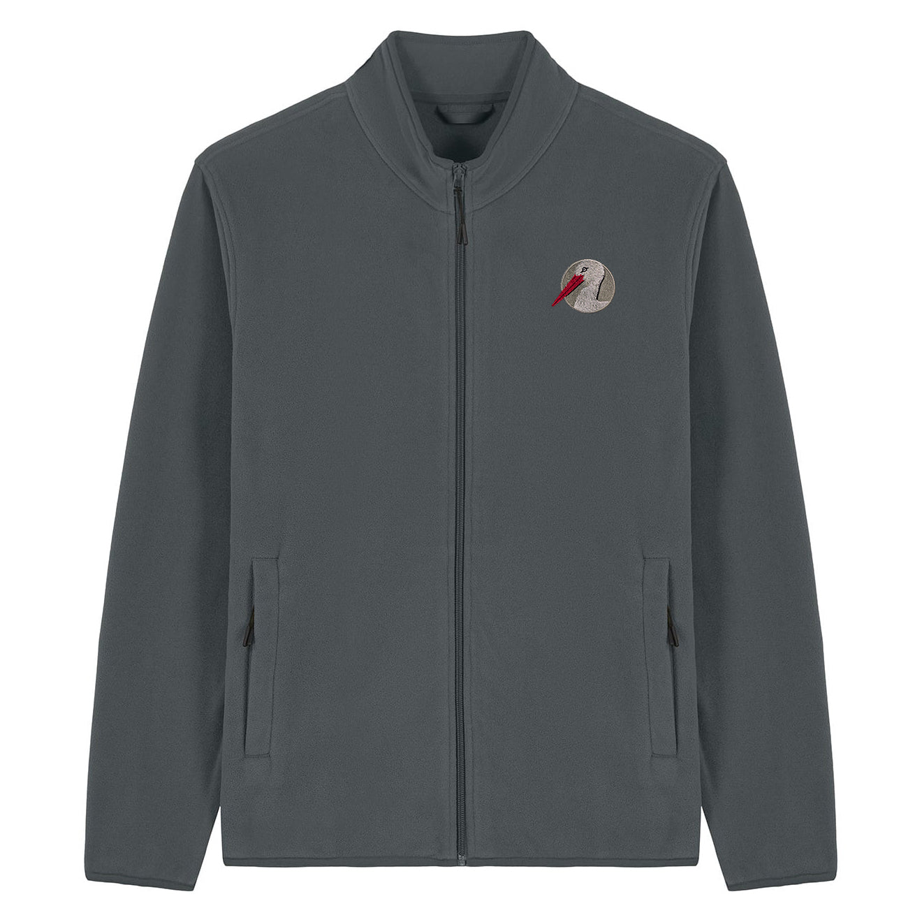 White Stork Portrait Embroidered Men's Fleece Jacket