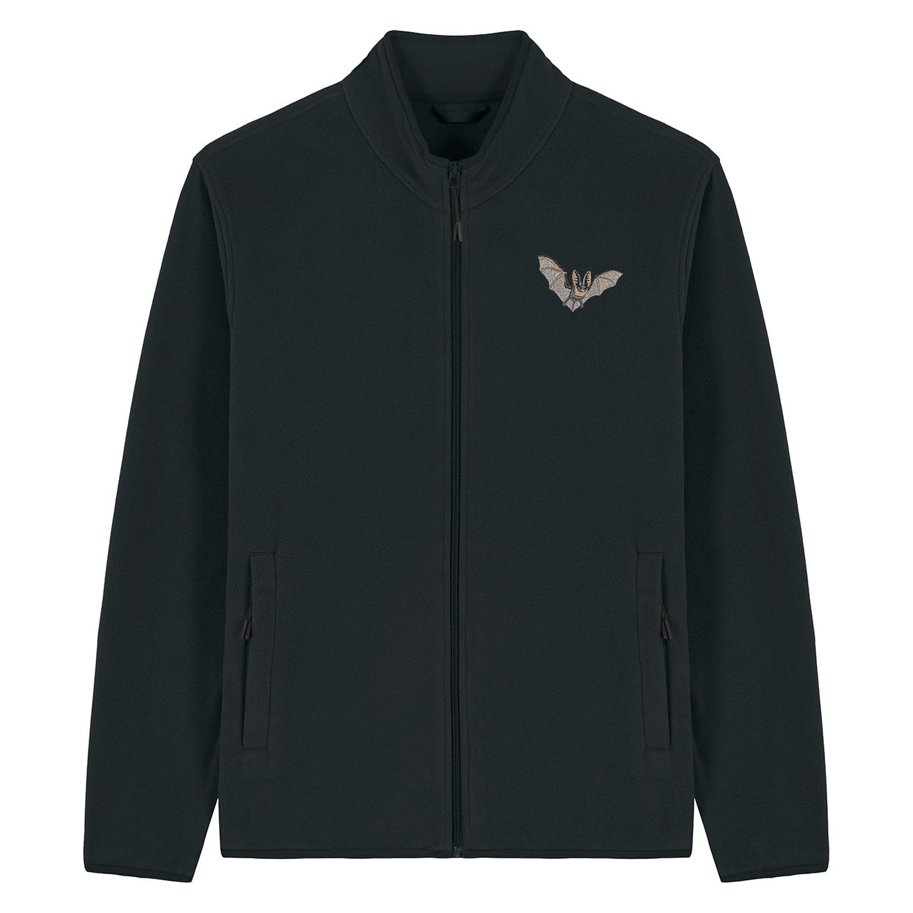 Grey Long-Eared Bat Embroidered Men's Fleece Jacket