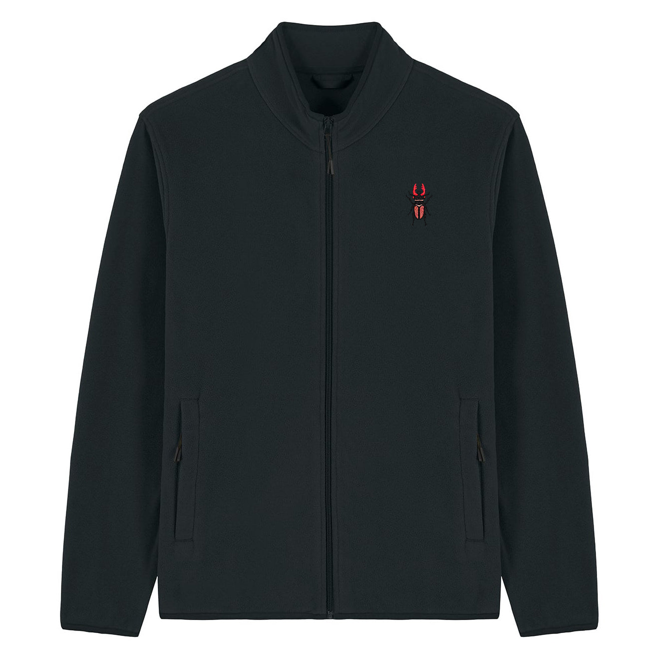 Stag Beetle Embroidered Men's Fleece Jacket