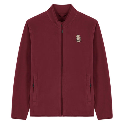 Barn Owl Cute Embroidered Men's Fleece Jacket