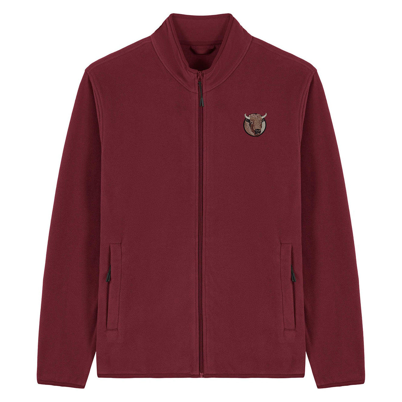 Bison Portrait Embroidered Men's Fleece Jacket