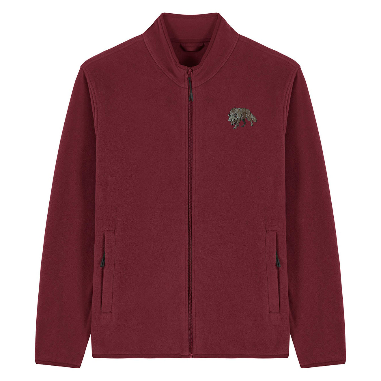 Grey Wolf Embroidered Men's Fleece Jacket