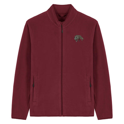 Grey Wolf Embroidered Men's Fleece Jacket