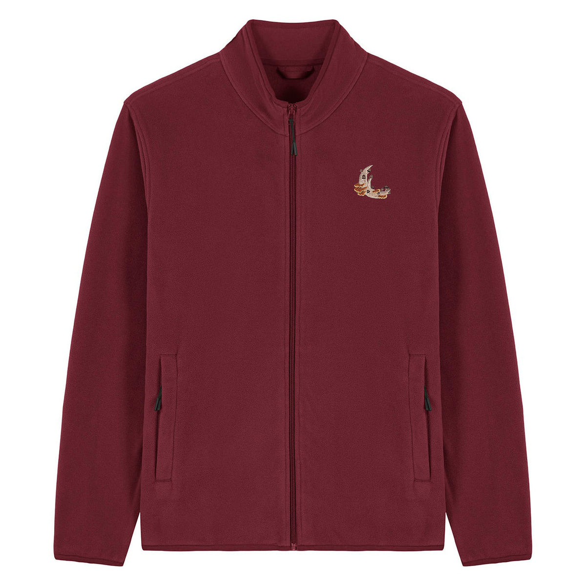 Mushroom Moon Crescent Embroidered Men's Fleece Jacket
