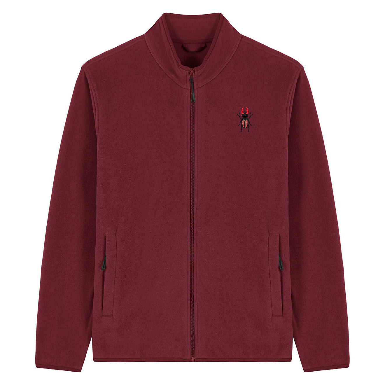 Stag Beetle Embroidered Men's Fleece Jacket